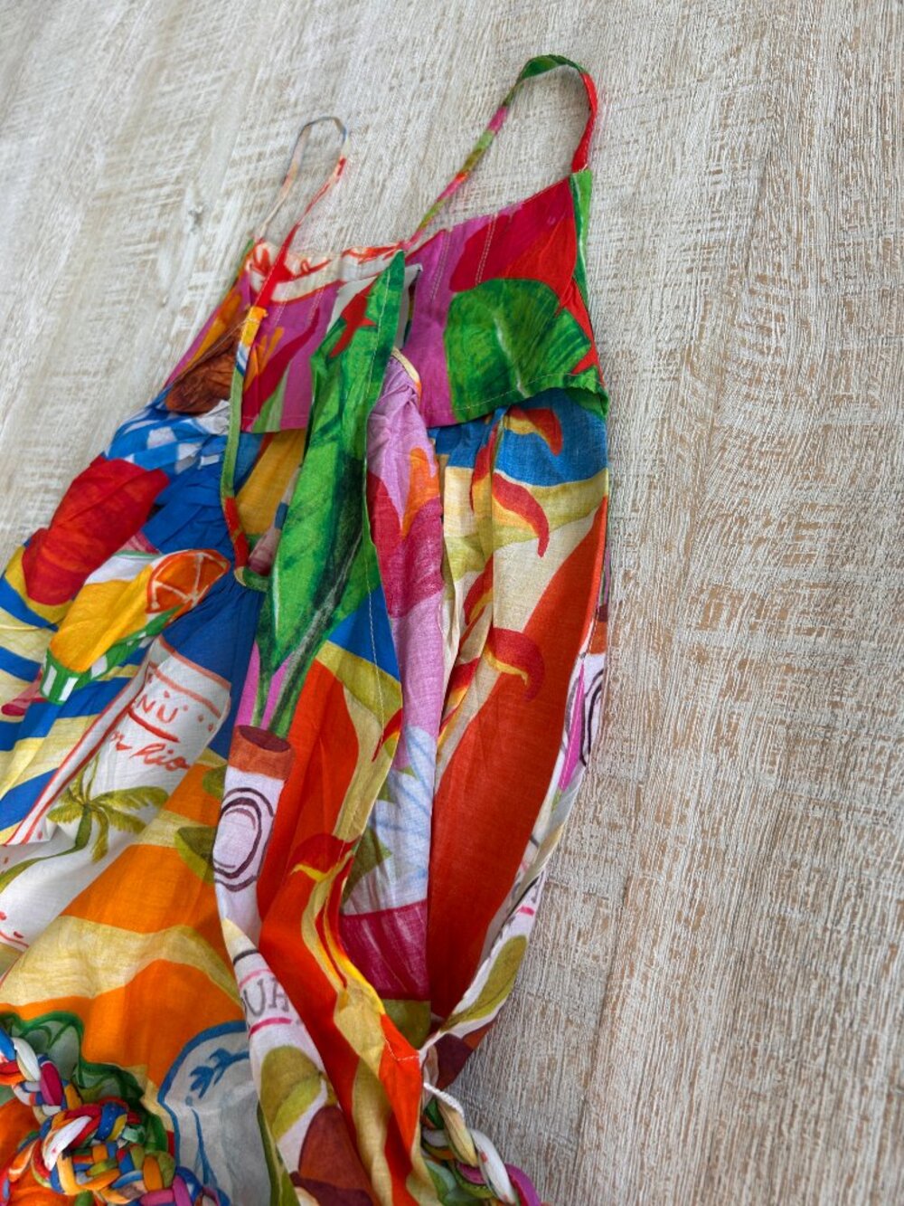 Farm Rio Multicolor Summer Picnic Midi Dress Size Medium NWT - Picture 6 of 12